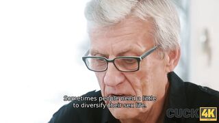 CUCK4K. Hospitable hairy cunt of the married MILF willingly meets husband’s dick